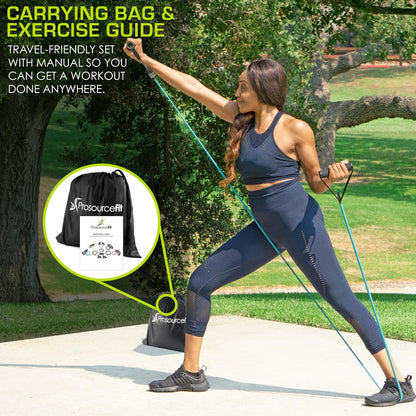 Single Stackable Resistance Bands with Door Anchor and Exercise Guide, 5-8 LB, Heavy Duty Fitness Tube for Full-Body Exercises and Home Workouts, Green